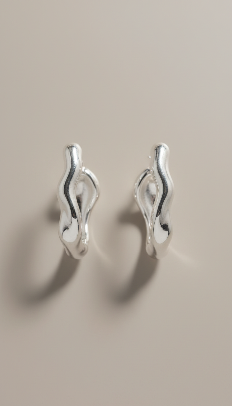 Sterling Silver Organic Hoop Earrings